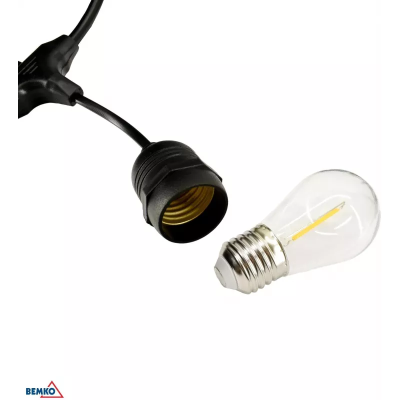 BEMKO SOLBEE Cadena de luces LED solares para jardín 10 LEDs 10 m blanco cálido 3000K IP65 negro