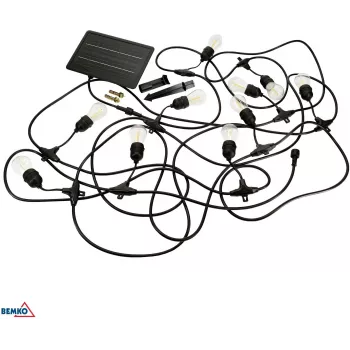 BEMKO SOLBEE Cadena de luces LED solares para jardín 10 LEDs 10 m blanco cálido 3000K IP65 negro