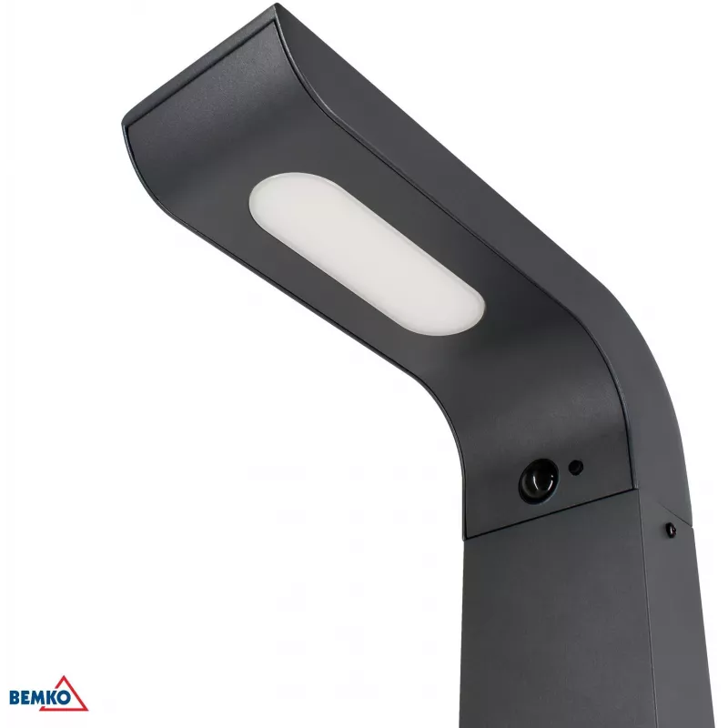 BEMKO SOLVEO baliza de jardín híbrida LED, 7W, 600lm, CCT 3000K/4000K/6500K, 80cm, IP65, gris oscuro, sensor PIR