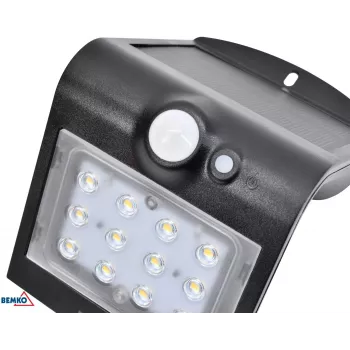 Proyector LED solar BEMKO TRINGO 1,5W 220lm 4000K IP65 negro con sensor PIR C83-SOT-001BL-PIR