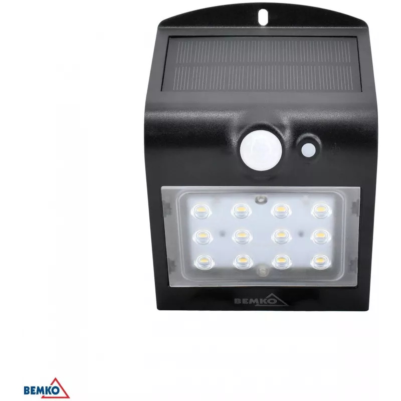 Proyector LED solar BEMKO TRINGO 1,5W 220lm 4000K IP65 negro con sensor PIR C83-SOT-001BL-PIR