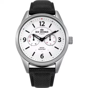 BEN SHERMAN Reloj hombre cuarzo analógico WB069WB 45 mm esfera negra correa de cuero negra