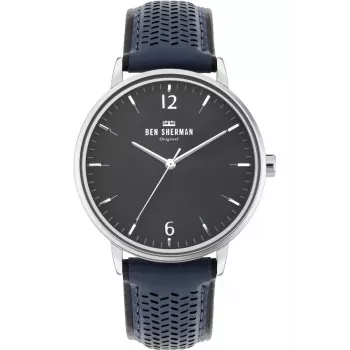 Reloj de hombre BEN SHERMAN WB038U 43mm esfera negra correa de piel sintética negra