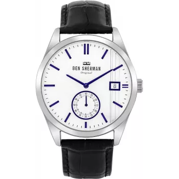 Reloj BEN SHERMAN hombre WB039UB 43mm esfera negra correa de piel sintética negra