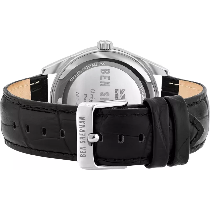 Ben Sherman reloj analógico de cuarzo hombre WB039BB 43 mm esfera negra correa de piel negra