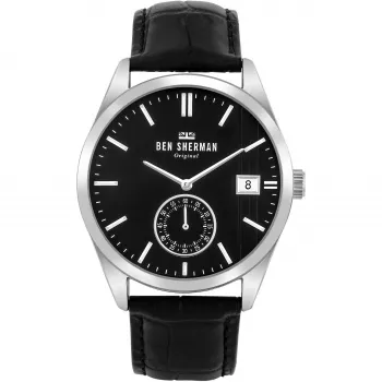Ben Sherman reloj analógico de cuarzo hombre WB039BB 43 mm esfera negra correa de piel negra