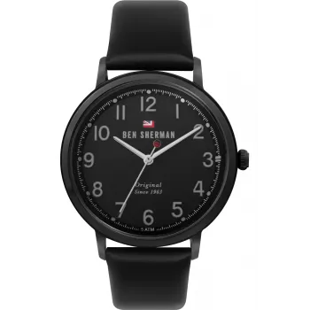 Reloj Ben Sherman WBS113BB hombre analógico de cuarzo 43mm esfera negra correa de piel genuina