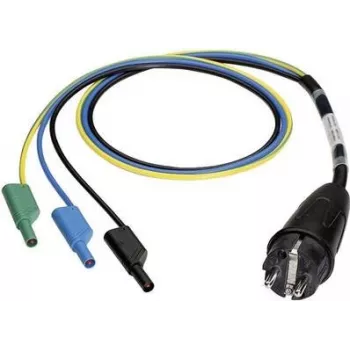 BENNING adaptador de medición conector Schuko a bornes de láminas de 4 mm, con protección de contacto, 300 V CAT III, 16 A, negro 044142
