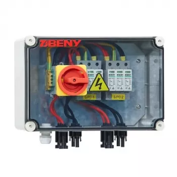 Panel seccionador DC fotovoltaico BENY, entrada 2 strings a salida 2 strings, carcasa exterior IP65