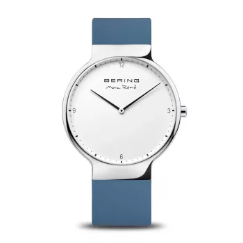 BERING Reloj de cuarzo Classic para hombre 15540-700 40mm acero inoxidable malla azul esfera con sol brillo