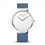 BERING Reloj de cuarzo Classic para hombre 15540-700 40mm acero inoxidable malla azul esfera con sol brillo