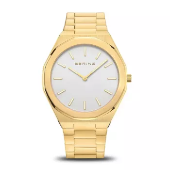 Bering Reloj de cuarzo Classic para hombre 19641-730 45mm esfera azul malla de acero inoxidable
