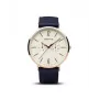 Bering Reloj de hombre Classic de cuarzo 40 mm esfera azul oro rosa acero inoxidable malla 14240-864B