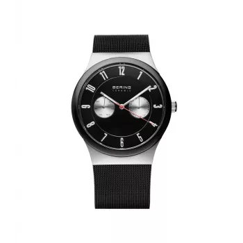 Reloj de hombre BERING 32139-202 Classic Collection 39mm cuarzo malla de acero inoxidable esfera negra