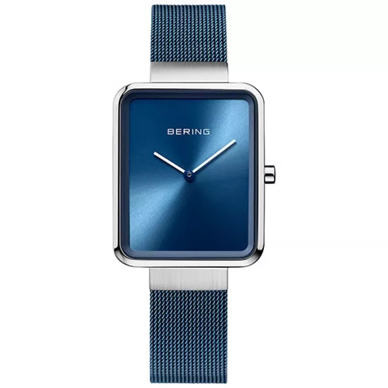 BERING Reloj de mujer 14528-307 reloj de cuarzo 28mm oro rosa acero inoxidable esfera azul Sunray