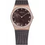 BERING Reloj de mujer Classic de cuarzo analógico 26mm acero inoxidable oro rosa y marrón