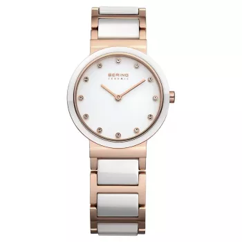 BERING Reloj de cuarzo para mujer Classic 10729-766 29mm Acero inoxidable oro rosa malla