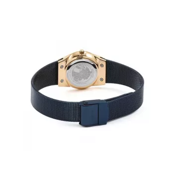 BERING Reloj de cuarzo Classic para mujer 26mm oro rosa acero inoxidable malla esfera marrón sunray