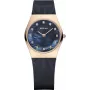 BERING Reloj de cuarzo Classic para mujer 26mm oro rosa acero inoxidable malla esfera marrón sunray