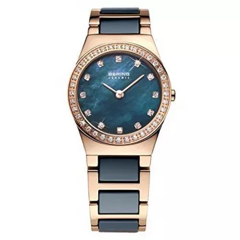 BERING Reloj de cuarzo para mujer Classic 26mm acero inoxidable malla esfera azul sunray 32426-767