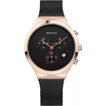 Bering Reloj de cuarzo Classic para mujer 36mm oro rosa acero inoxidable esfera blanca 14736-166