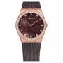 BERING Reloj mujer 12430-262 30mm oro rosa acero inoxidable malla esfera marrón sunray