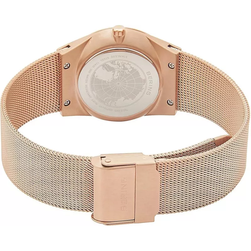 BERING Reloj mujer 12430-366 30mm oro rosa acero inoxidable esfera sunray marrón