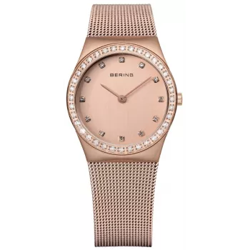 BERING Reloj mujer 12430-366 30mm oro rosa acero inoxidable esfera sunray marrón