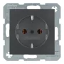 Berker 41431606 Toma SCHUKO Aluminio – 16A 250V IP44 empotrable con tapa abatible