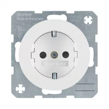 Berker 47232089 toma de corriente SCHUKO (Type F), blanco polar brillante, 16 A 250 V, empotrar, para series R.1/R.3/R.7