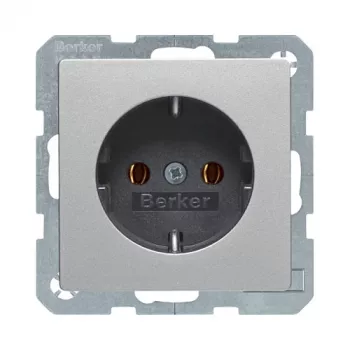 Toma de corriente SCHUKO (Type F) Berker 47436084 Q.1/Q.3 aluminio velvet 16A
