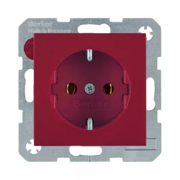 Berker 47438912 Toma de corriente SCHUKO S.1/B.3/B.7 cristal rojo brillante