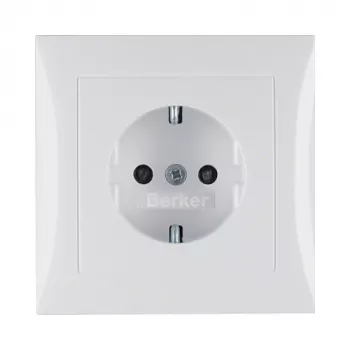 Berker S.1 toma de corriente SCHUKO con tapa, blanco polar (Type F, 16 A, 250 V, empotrar)