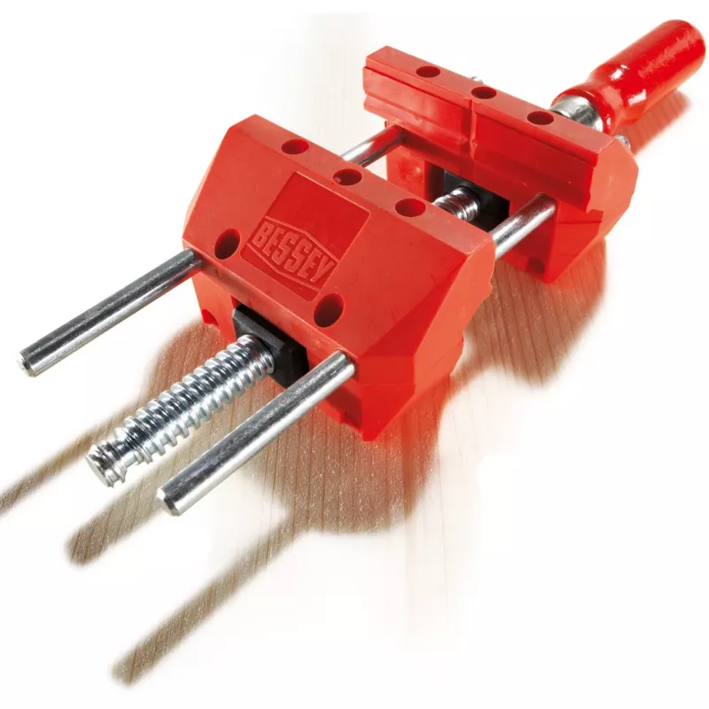 Tornillo de banco mini BESSEY S10-ST S 10, rojo, 100 mm de apertura, 50 mm de salida, con 2 abrazaderas de mesa