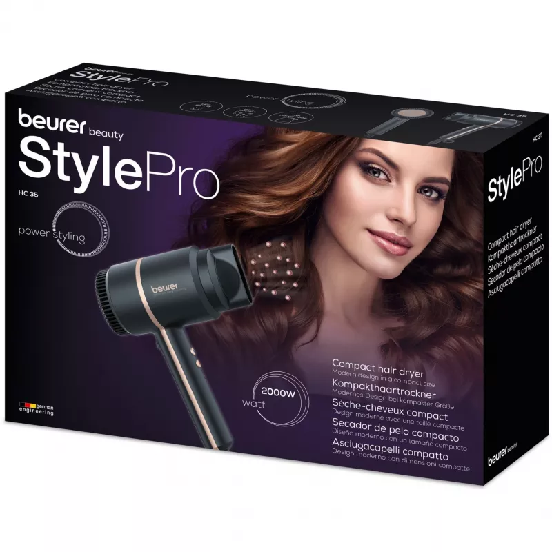 Beurer HC 35 Secador de pelo compacto - 1600 W ionizado con mango plegable (59392)