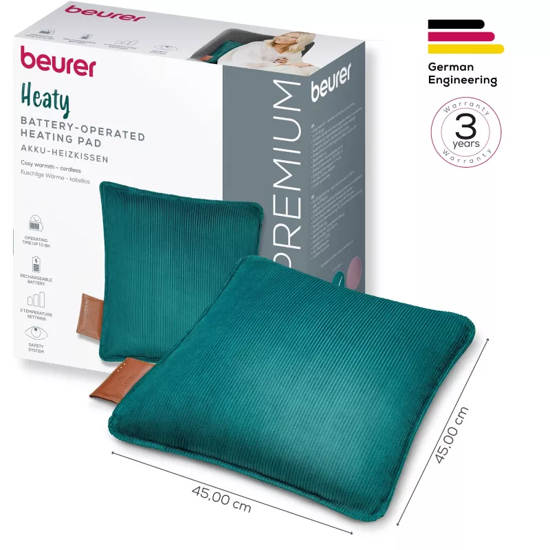 Beurer HK 77 Heaty Celestial Green Cojín térmico con funda con cordón (20078)