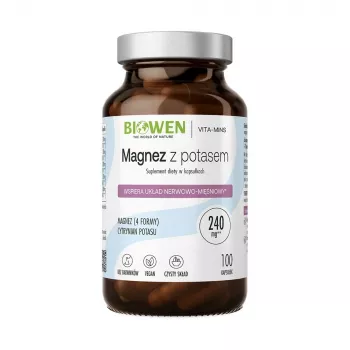 BIOWEN Magnesio 4x con Potasio – 100 cápsulas – Complemento alimenticio vegano