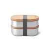 black+blum Oval Box 0,5 L recipiente de conservación con tapa de bambú y base de acero inoxidable