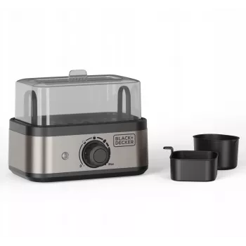 BLACK+DECKER BXKS4800E Hervidor de huevos, 400 W, 6 huevos, Blandos/Medios/Duros, Negro