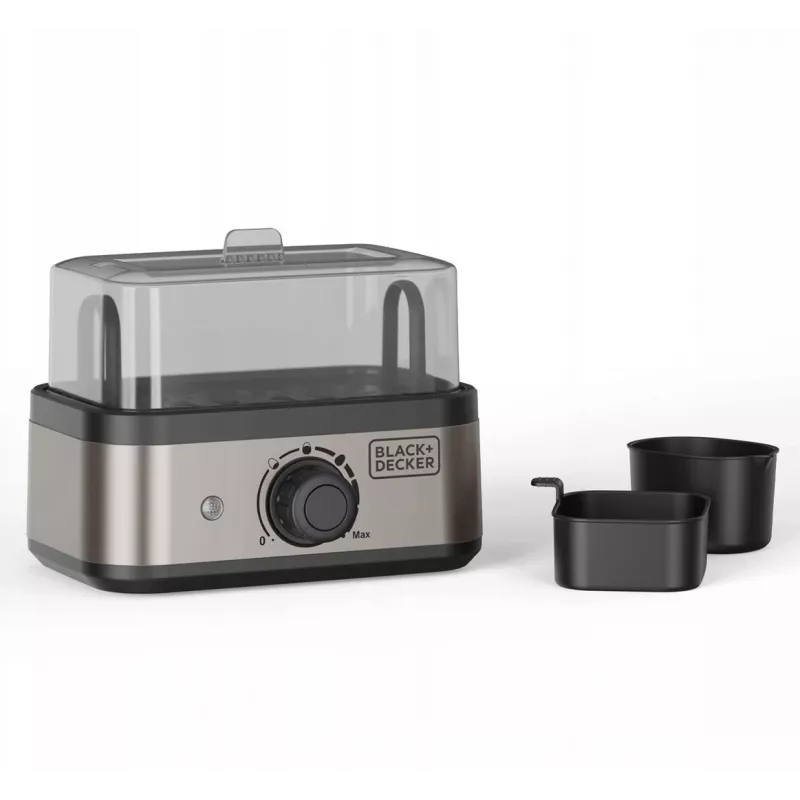 BLACK+DECKER BXKS4800E Hervidor de huevos, 400 W, 6 huevos, Blandos/Medios/Duros, Negro