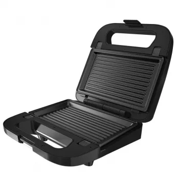 BLACK+DECKER BXSA754E sandwichera, gofrera y grill 3 en 1 con 3 placas antiadherentes intercambiables, 750 W, acero inoxidable