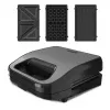 BLACK+DECKER BXSA754E sandwichera, gofrera y grill 3 en 1 con 3 placas antiadherentes intercambiables, 750 W, acero inoxidable