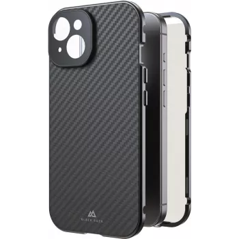Cristal 360° Black Rock Cover para Apple iPhone 15, fibra de carbono real 00221252