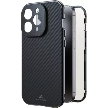 Cristal 360° Black Rock Cover para Apple iPhone 16 Pro, fibra de carbono real (00228093)
