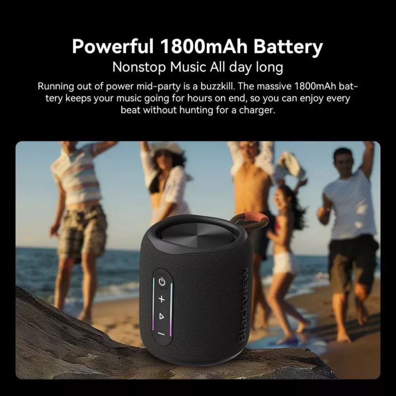 Blackview AuraBass 2 Altavoz Bluetooth portátil, 15W, IPX5, batería de 7h, negro