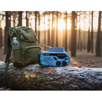 Blaupunkt ER10BC Survival radio de emergencia AM/FM con linterna LED, Blue Camo