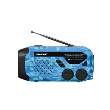 Blaupunkt ER10BC Survival radio de emergencia AM/FM con linterna LED, Blue Camo