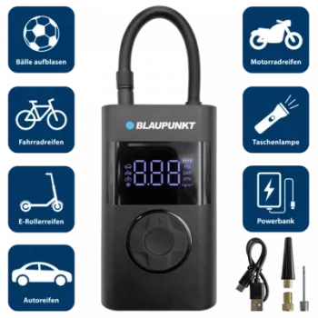 Blaupunkt TPM 124 bomba de aire a batería recargable de iones de litio 10,3 bar 150 PSI LED digital