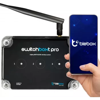 Interruptor inteligente Wi-Fi BLEBOX switchBoxT PRO con sensor de temperatura