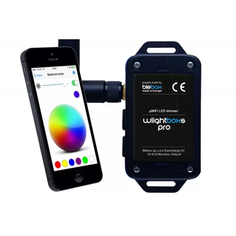 BLEBOX wLightBoxS Pro controlador regulador LED inteligente con antena externa 12-24V DC
